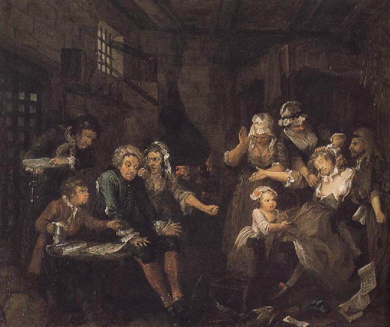 William Hogarth Prodigal son in prison France oil painting art
